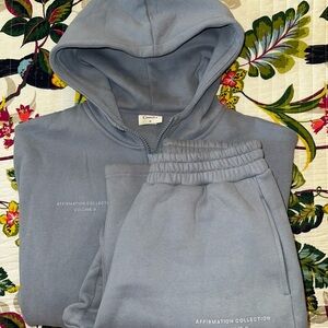 NEW! Comfrt SET - Affirmation Collection in Slate. Women's Zip Hoodie & Joggers